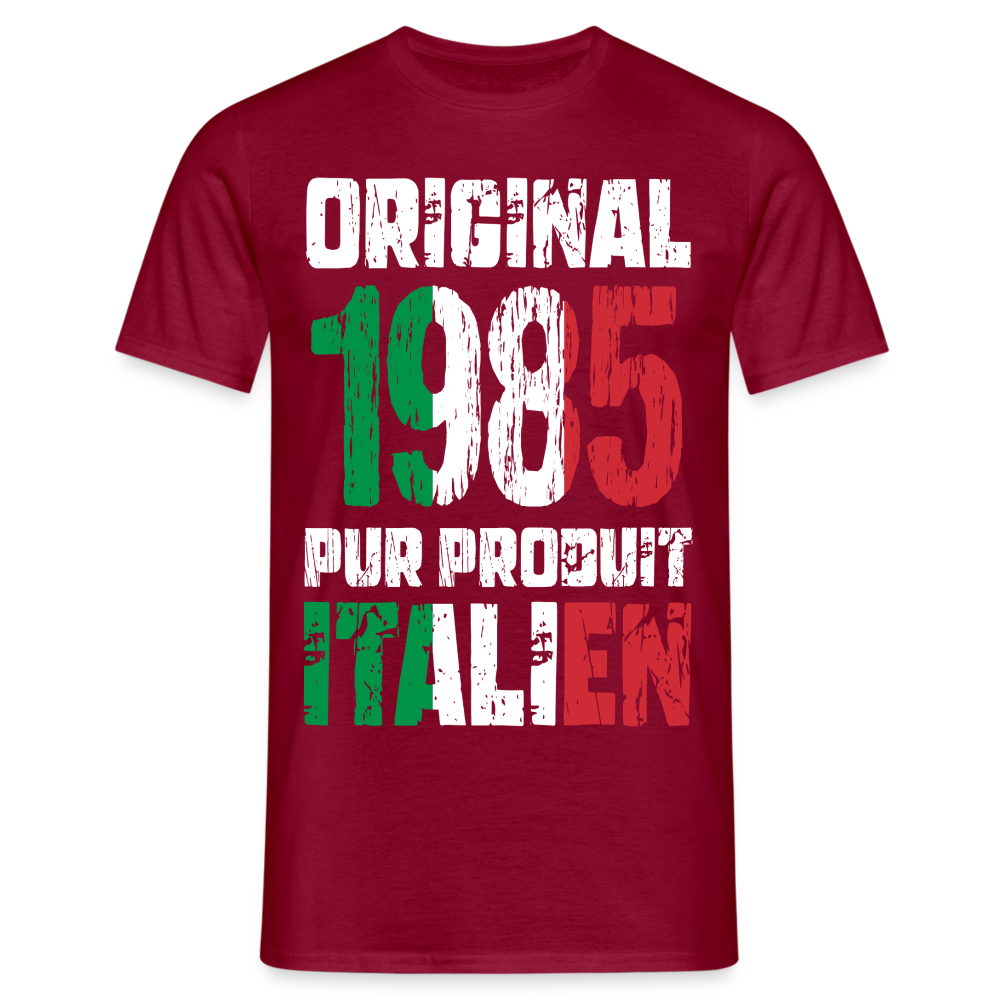 T-shirt Homme - Anniversaire 40 Ans - Original 1985 - Pur produit Italien - rouge brique