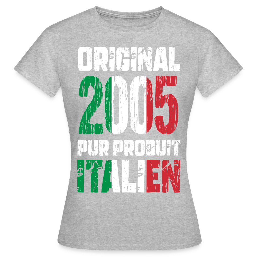 T-shirt Femme - Anniversaire 20 Ans - Original 2005 - Pur produit Italien - gris chiné