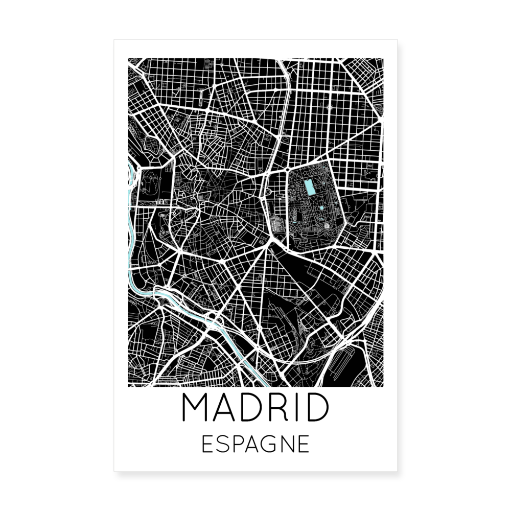 Poster Madrid - Plan Madrid - 20 x 30 cm - blanc