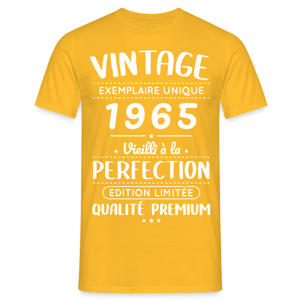 T-shirt Homme - Anniversaire 60 Ans - Vintage 1965 - jaune