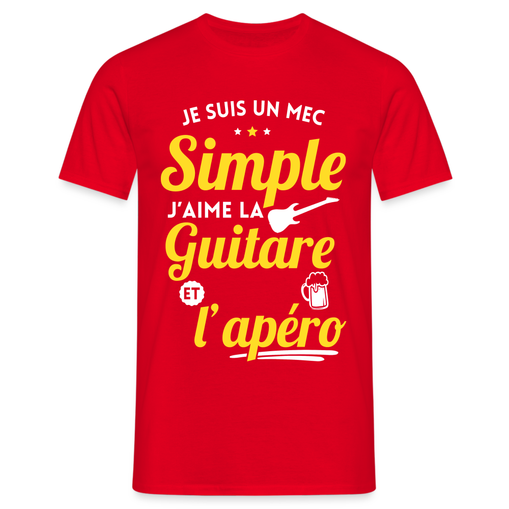 T-shirt Homme - J'aime la guitare et l'apéro - rouge