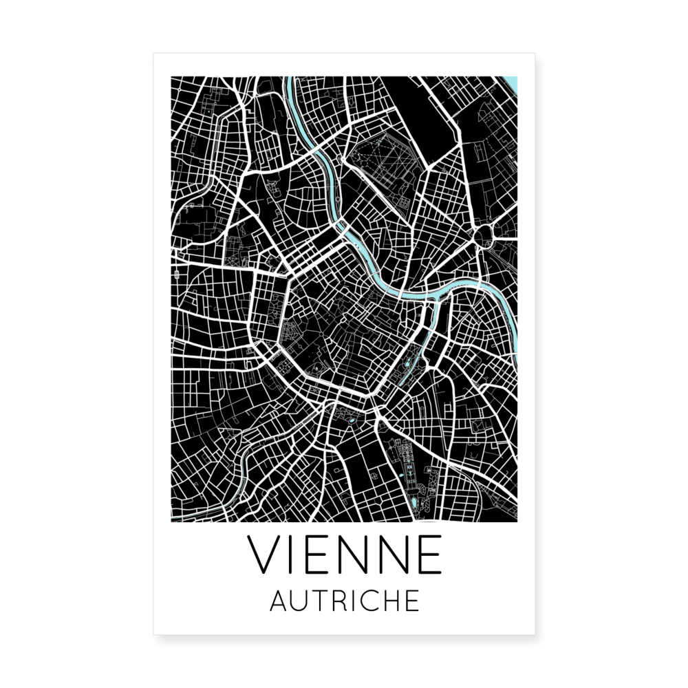 Poster Vienne - Plan Vienne - 20 x 30 cm - blanc