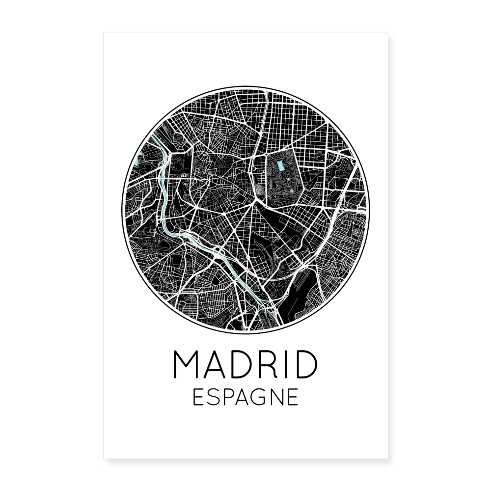 Poster Madrid - Plan Madrid - 40 x 60 cm - blanc