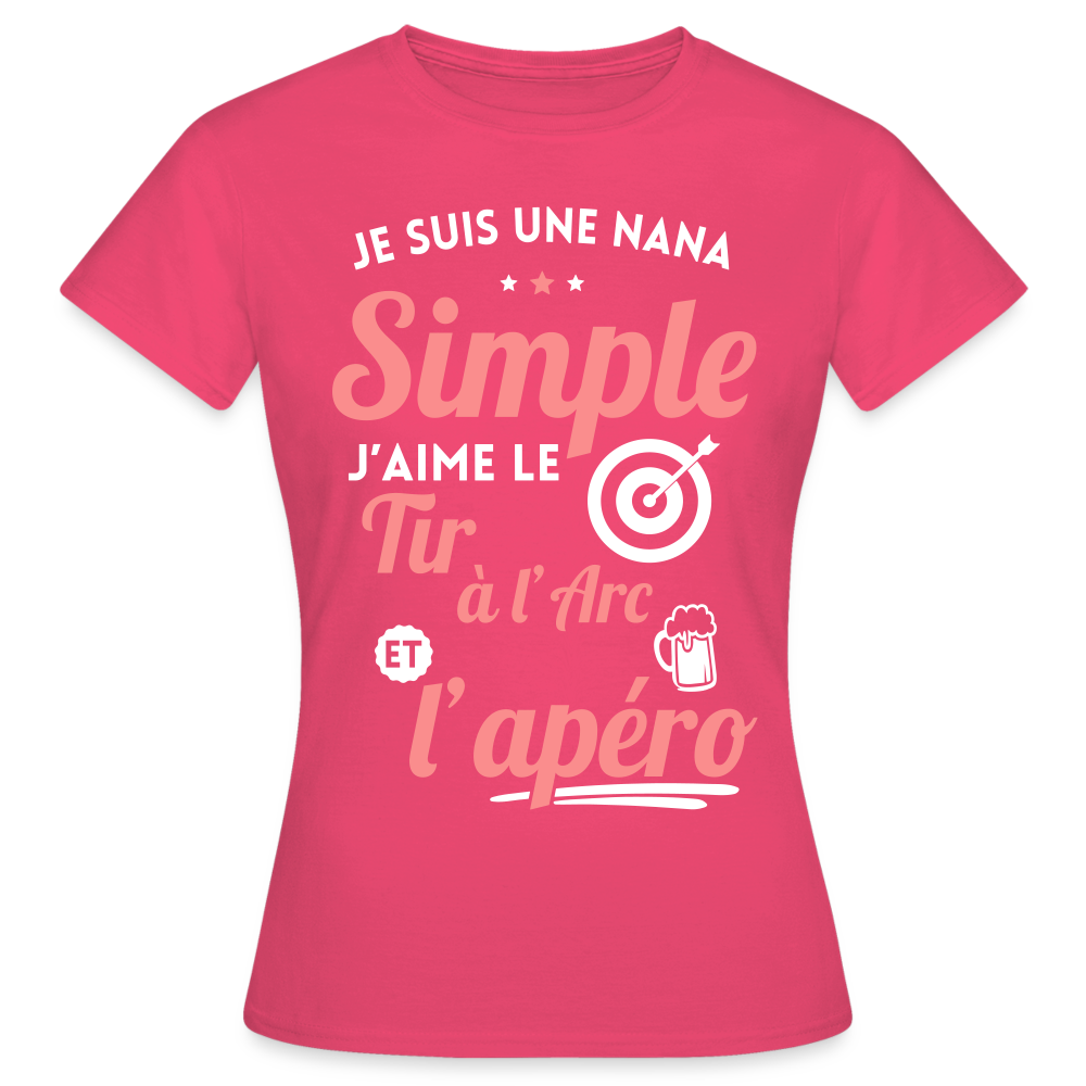 T-shirt Femme - J'aime le tir à l'arc et l'apéro - rose azalée