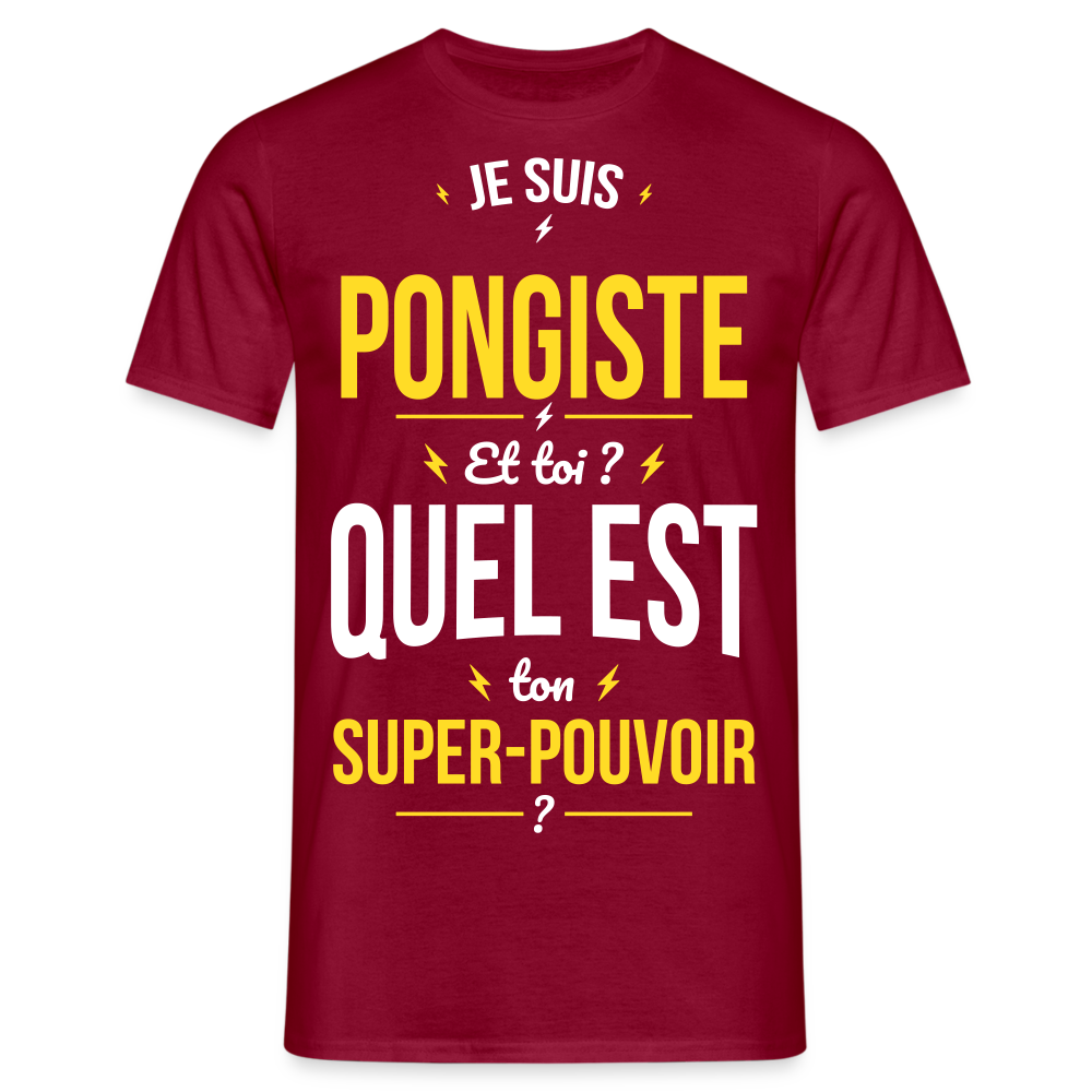 T-shirt Homme - Je suis pongiste - Super-pouvoir - rouge brique