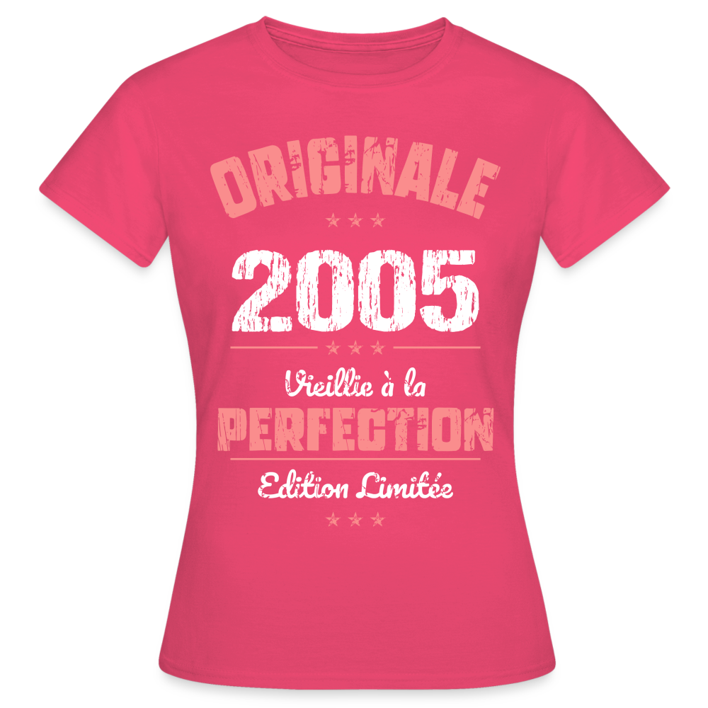 T-shirt Femme - Anniversaire 20 Ans - Originale 2005 - rose azalée