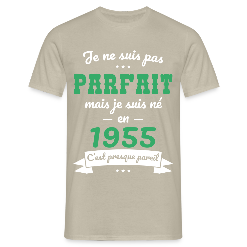 T-shirt Homme - Anniversaire 70 Ans - Pas parfait mais né en 1955 - beige sable