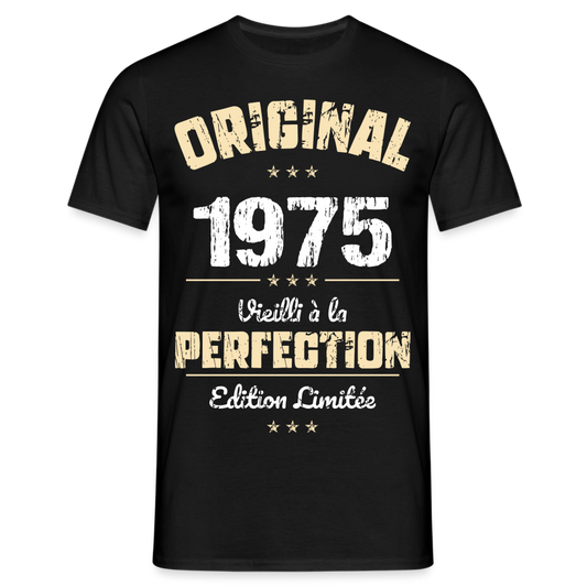 T-shirt Homme - Anniversaire 50 Ans - Original 1975 - noir