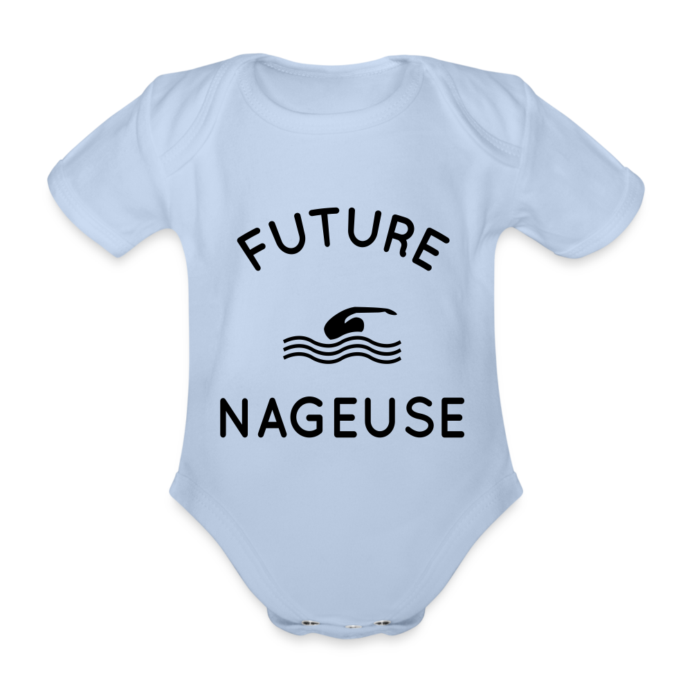 Body Bébé bio manches courtes - Future nageuse - ciel