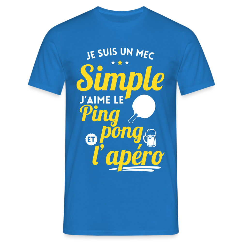 T-shirt Homme - J'aime le ping-pong et l'apéro - bleu royal