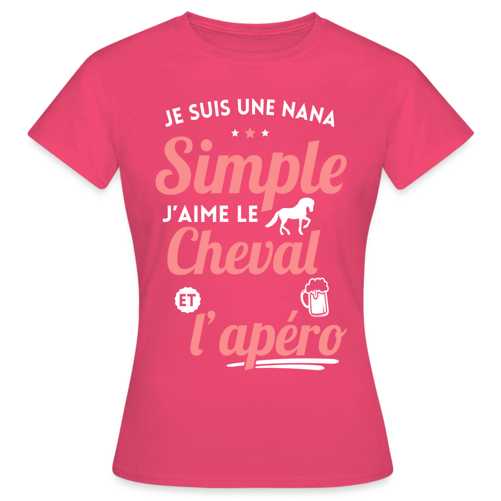 T-shirt Femme - J'aime le cheval et l'apéro - rose azalée