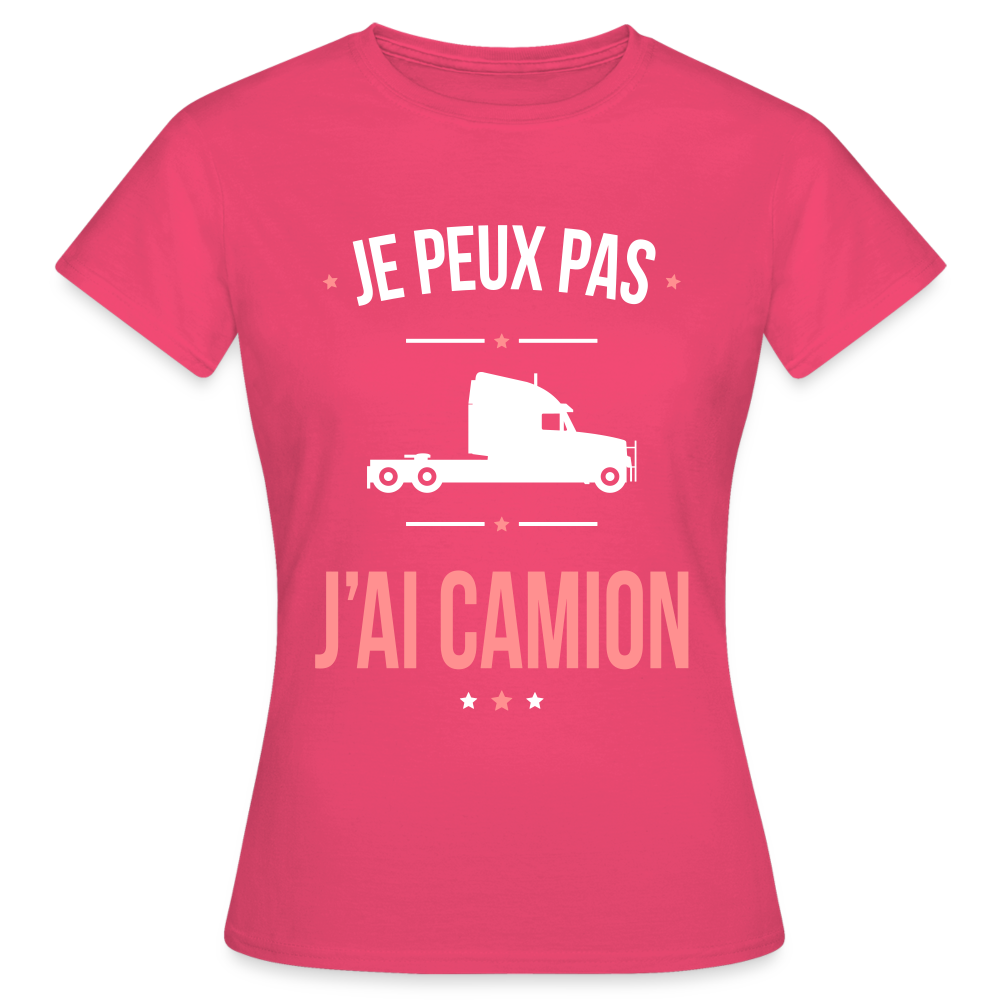 T-shirt Femme - Je peux pas j'ai Camion - rose azalée