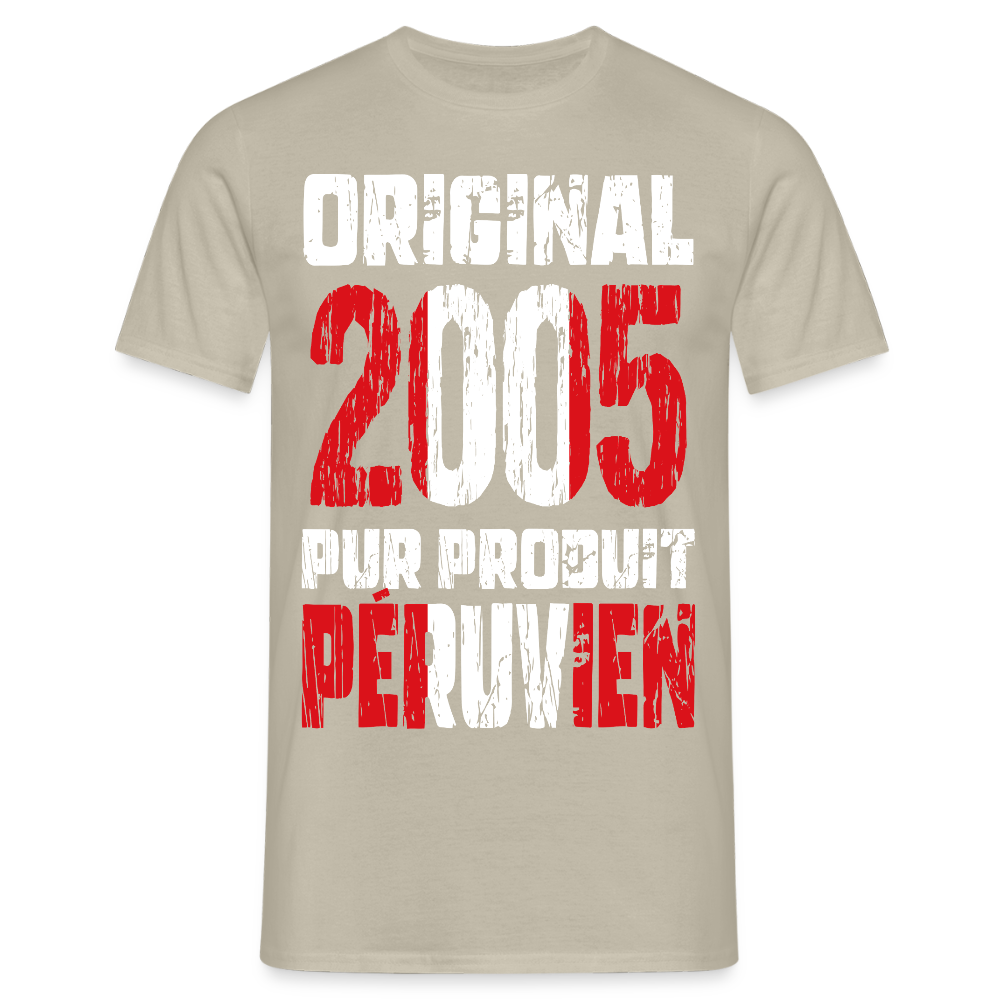 T-shirt Homme - Anniversaire 20 Ans - Original 2005 - Pur produit Péruvien - beige sable