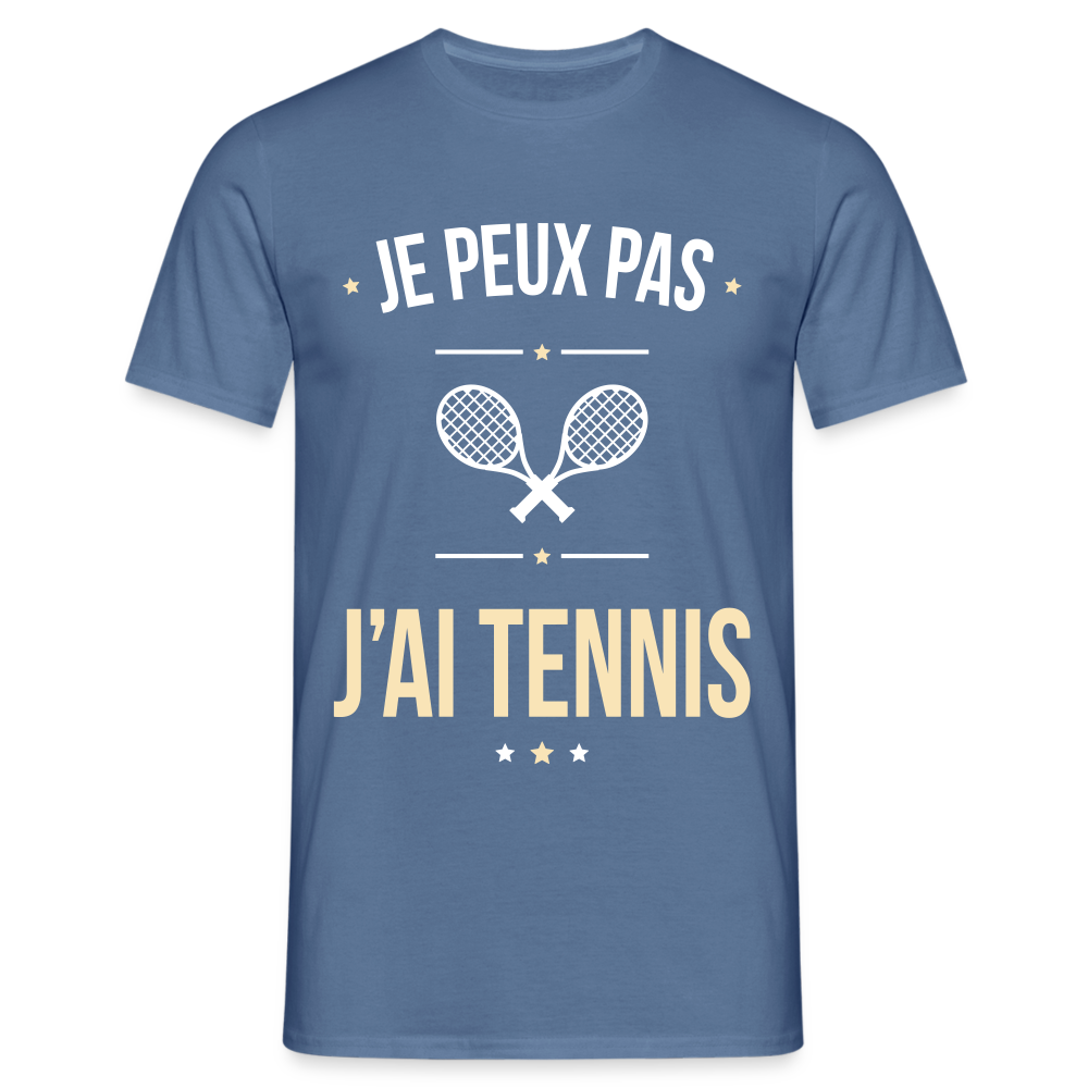 T-shirt Homme - Je peux pas j'ai Tennis - bleu pigeon 