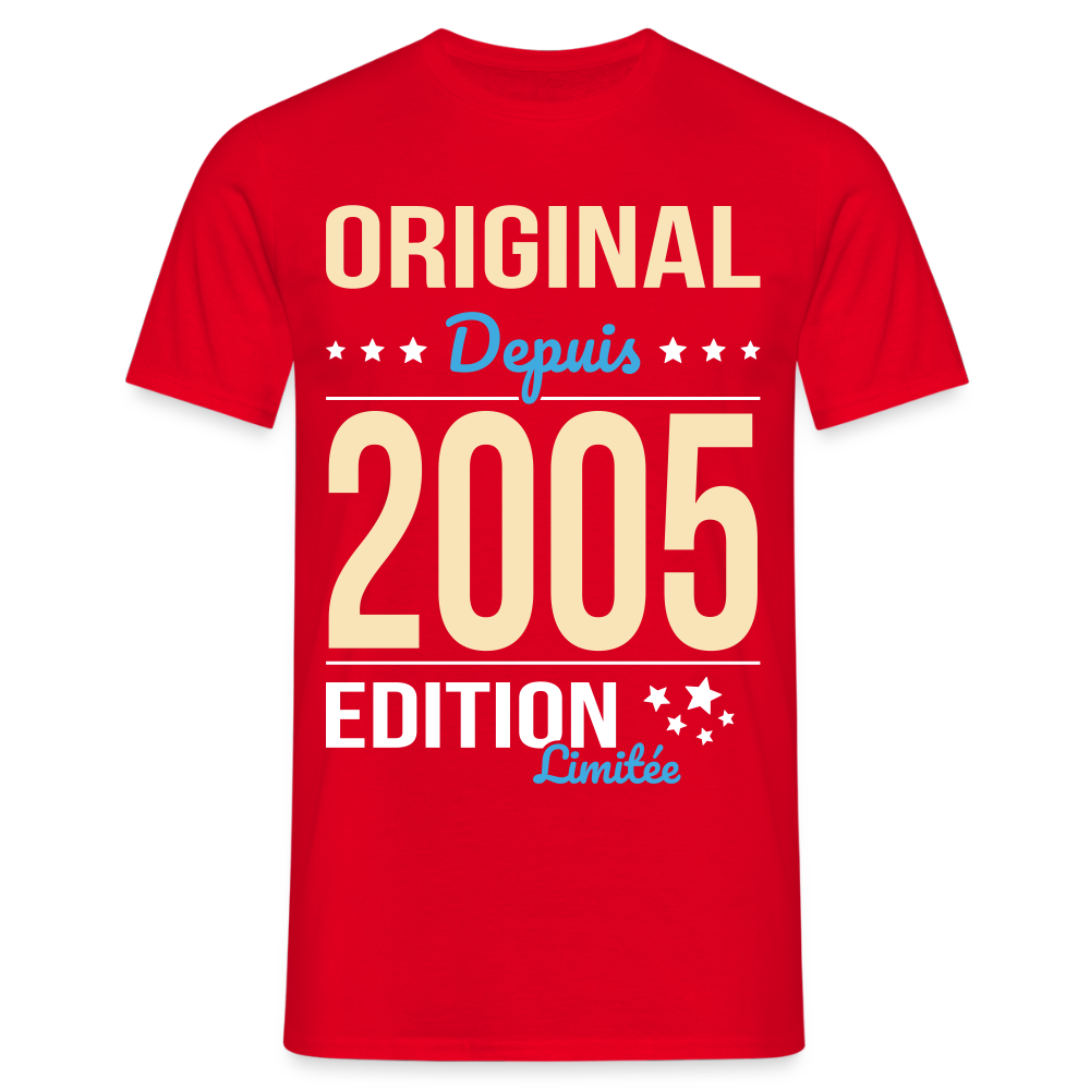 T-shirt Homme - Anniversaire 20 Ans - Original depuis 2005 - rouge