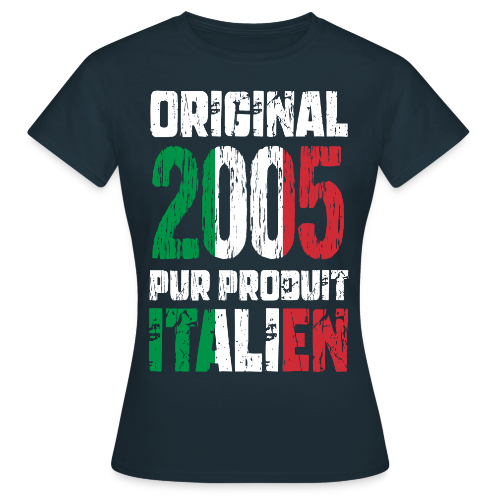 T-shirt Femme - Anniversaire 20 Ans - Original 2005 - Pur produit Italien - marine