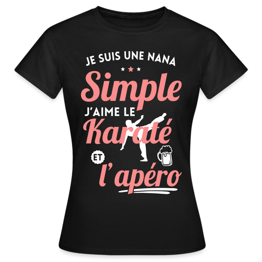 T-shirt Femme - J'aime le karaté et l'apéro - noir