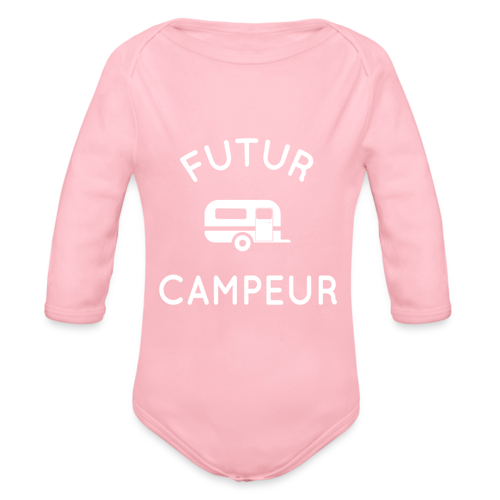 Body Bébé bio manches longues - Futur campeur - rose clair