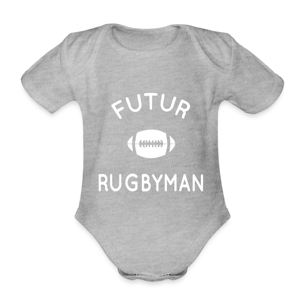 Body Bébé bio manches courtes - Futur rugbyman - gris chiné