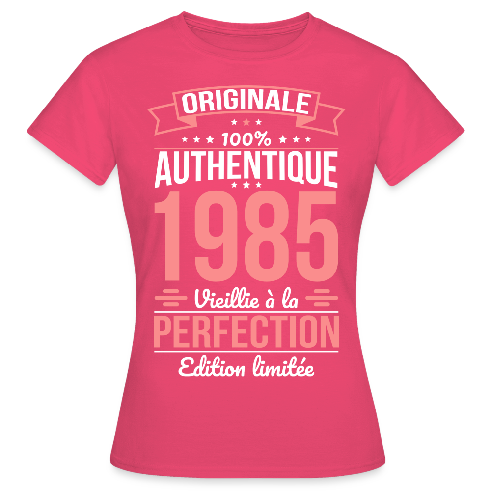 T-shirt Femme - Anniversaire 40 Ans - Originale 1985 - rose azalée