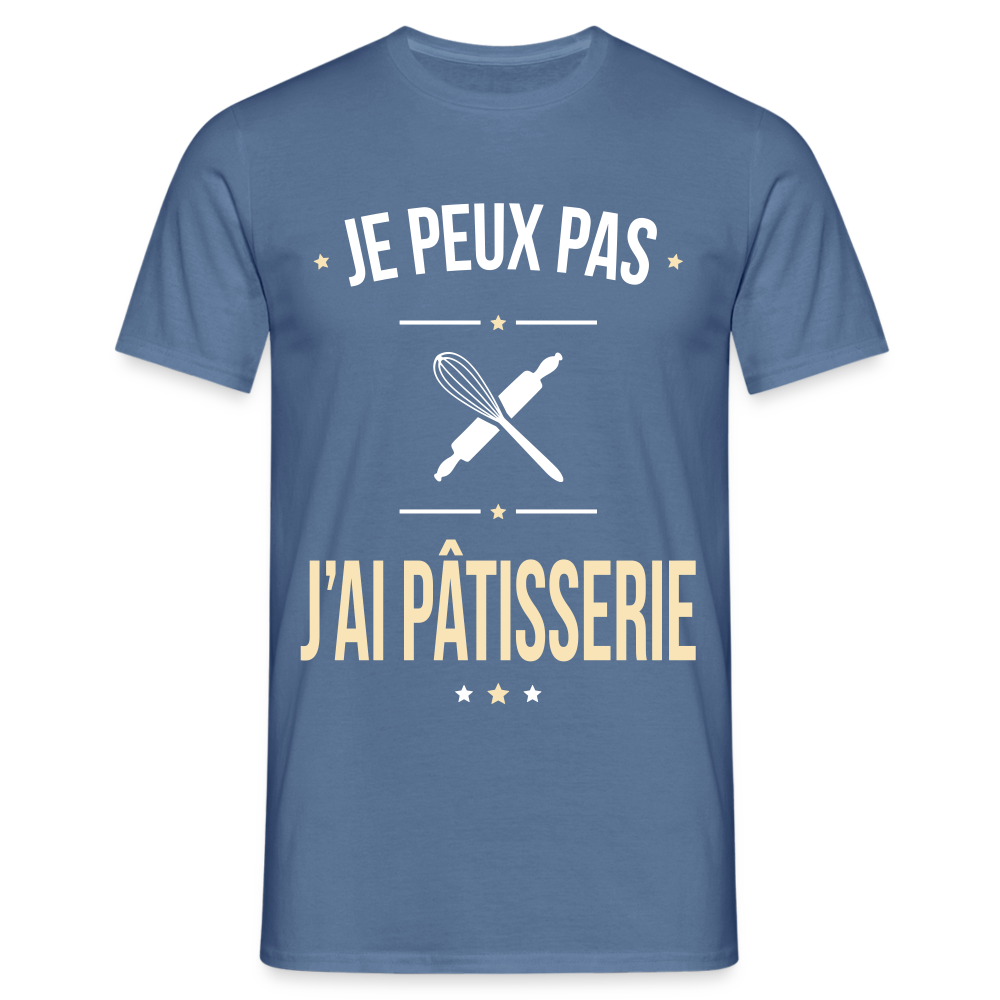 T-shirt Homme -  Je peux pas j'ai Pâtisserie - bleu pigeon 