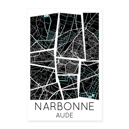 Poster Narbonne - Plan Narbonne - 40 x 60 cm - blanc