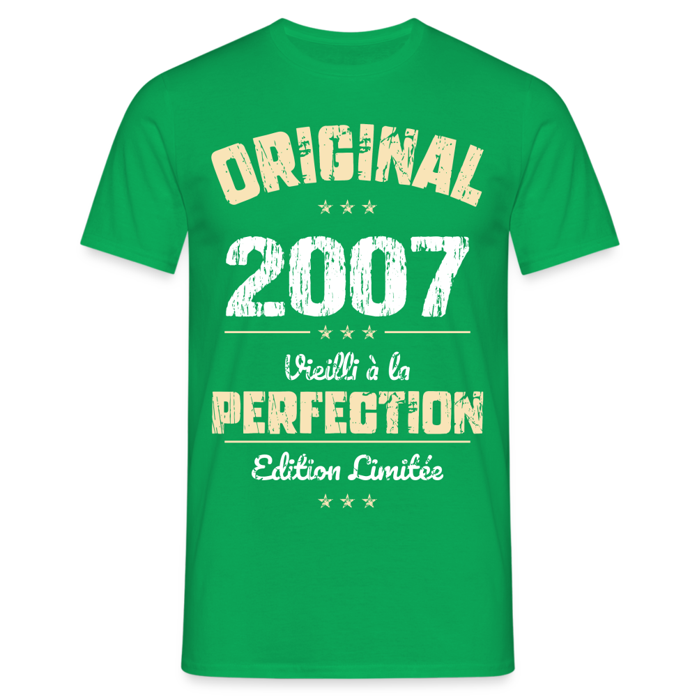 T-shirt Homme - Anniversaire 18 Ans - Original 2007 - vert