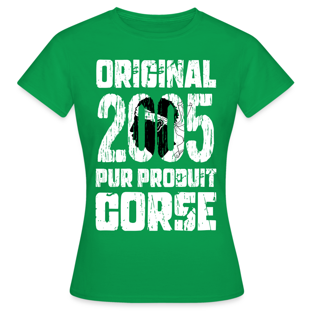 T-shirt Femme - Anniversaire 20 Ans - Original 2005 - Pur produit Corse - vert