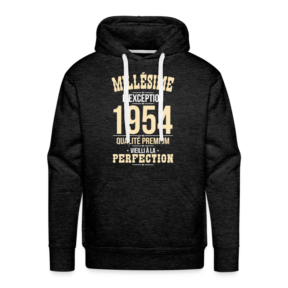 Sweat à capuche Premium Homme - Anniversaire 70 Ans - Millésime 1954 - charbon