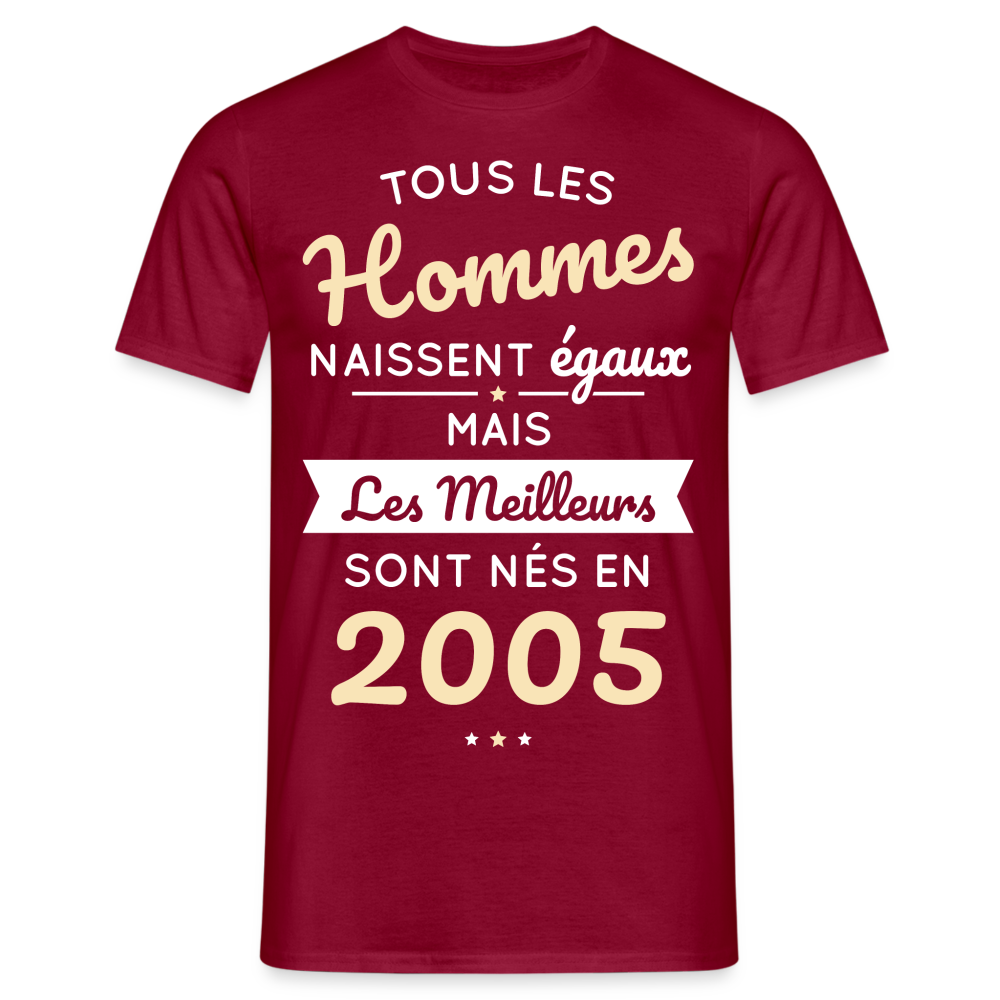 T-shirt Homme - Anniversaire 20 Ans - Les meilleurs sont nés en 2005 - rouge brique