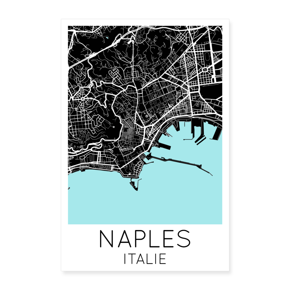 Poster Naples - Plan Naples - 40 x 60 cm - blanc