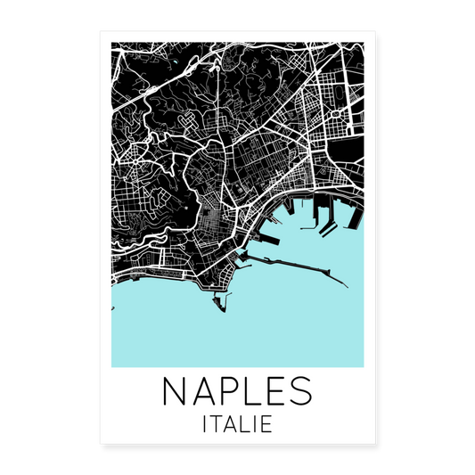 Poster Naples - Plan Naples - 40 x 60 cm - blanc