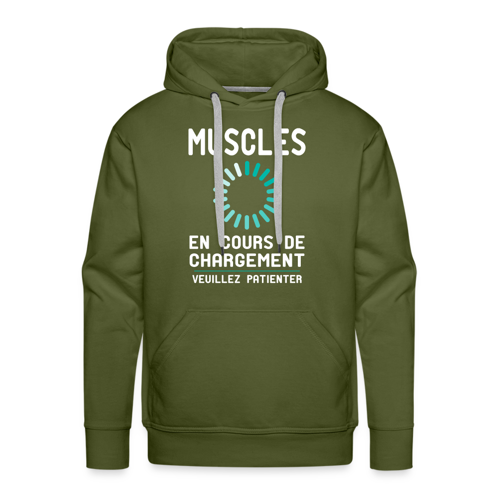 Sweat à capuche Premium Homme - Muscles en cours de chargement - vert olive