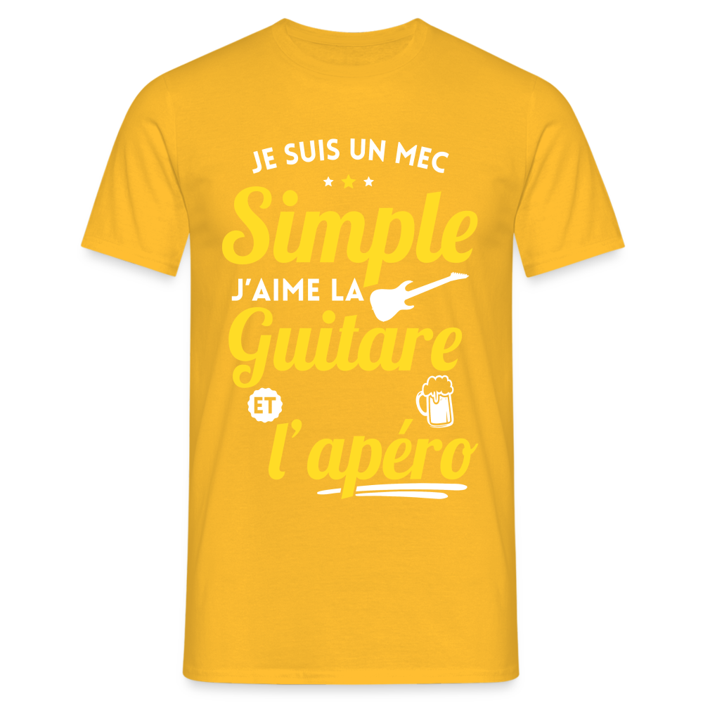 T-shirt Homme - J'aime la guitare et l'apéro - jaune