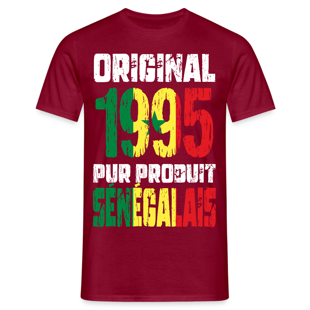 T-shirt Homme - Anniversaire 30 Ans - Original 1995 - Pur produit Sénégalais - rouge brique