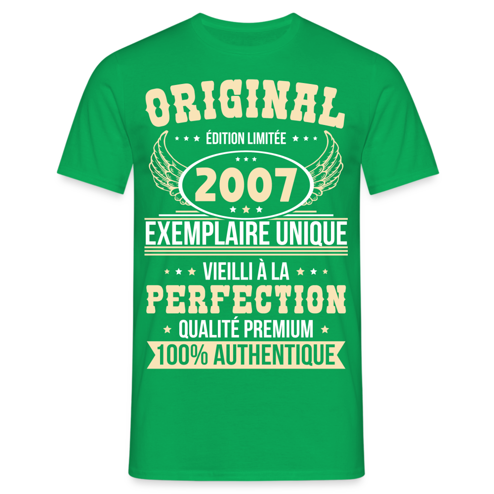 T-shirt Homme - Anniversaire 18 Ans - Original 2007 - vert