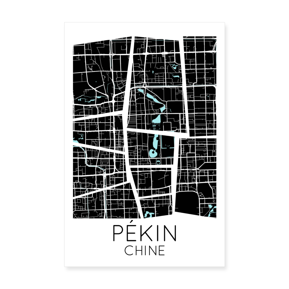 Poster Pékin - Plan Pékin - 20 x 30 cm - blanc