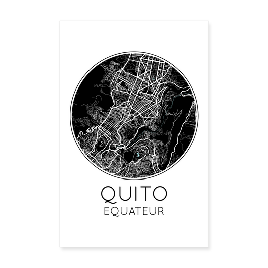 Poster Quito - Plan Quito - 20 x 30 cm - blanc