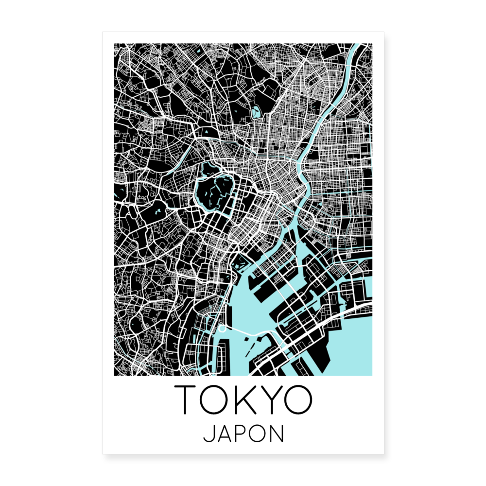 Poster Tokyo - Plan Tokyo - 60 x 90 cm - blanc