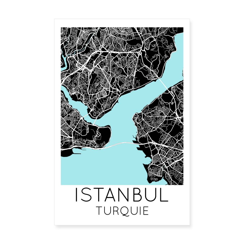 Poster Istanbul - Plan Istanbul - 20 x 30 cm - blanc