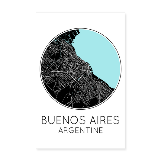 Poster Buenos Aires - Plan Buenos Aires - 20 x 30 cm - blanc