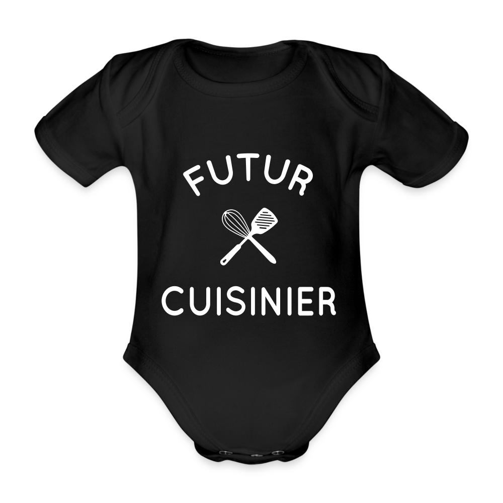 Body Bébé bio manches courtes - Futur cuisinier - noir