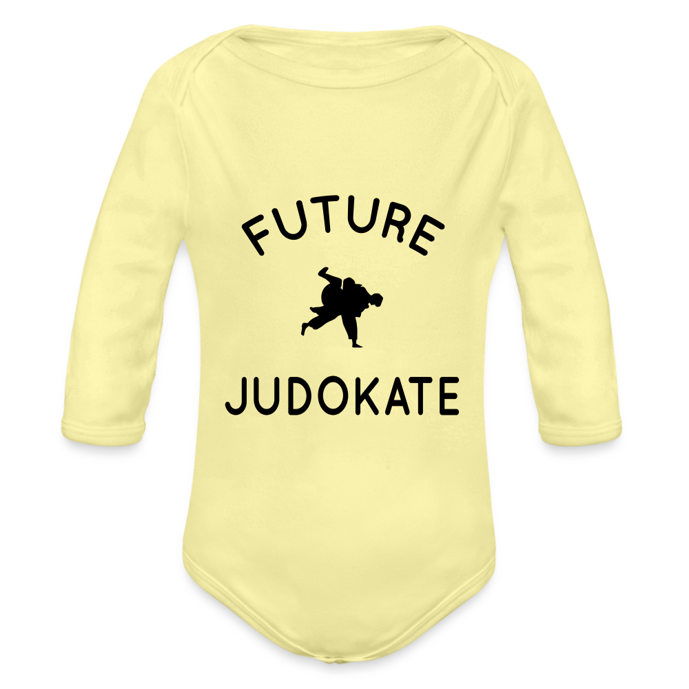 Body Bébé bio manches longues - Future judokate - jaune délavé