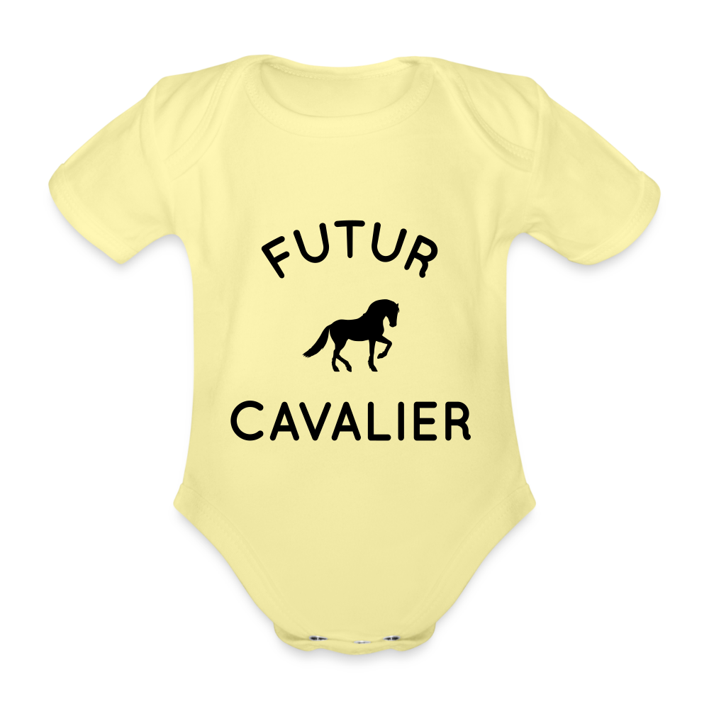 Body Bébé bio manches courtes - Futur cavalier - jaune délavé