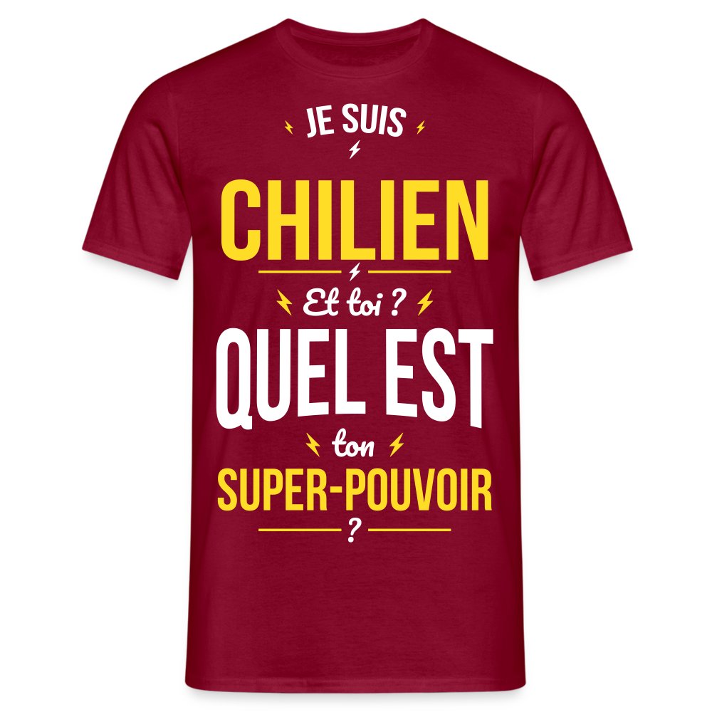 T-shirt Homme - Je suis Chilien - Super-pouvoir - rouge brique