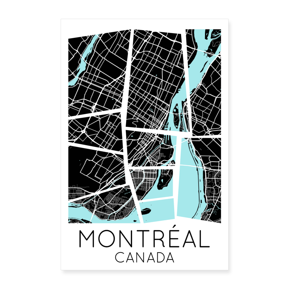 Poster Montréal - Plan Montréal - 40 x 60 cm - blanc