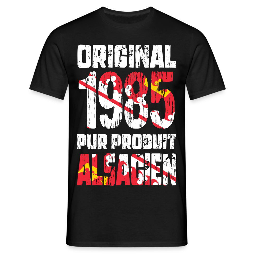 T-shirt Homme - Anniversaire 40 Ans - Original 1985 - Pur produit Alsacien - noir