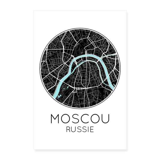 Poster Moscou - Plan Moscou - 60 x 90 cm - blanc