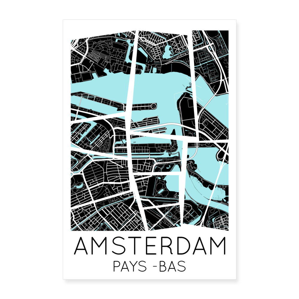 Poster Amsterdam - Plan Amsterdam - 40 x 60 cm - blanc