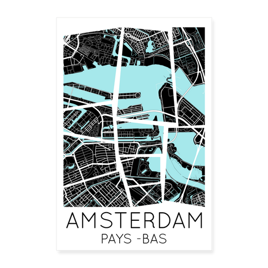 Poster Amsterdam - Plan Amsterdam - 40 x 60 cm - blanc